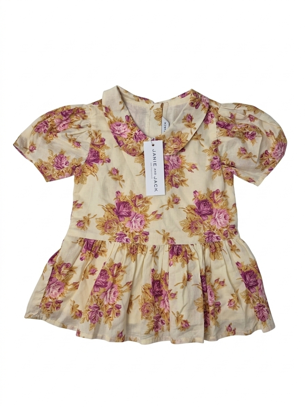 NWT Janie and Jack Toddler Floral Peter Pan Collar Peplum Top Size 3